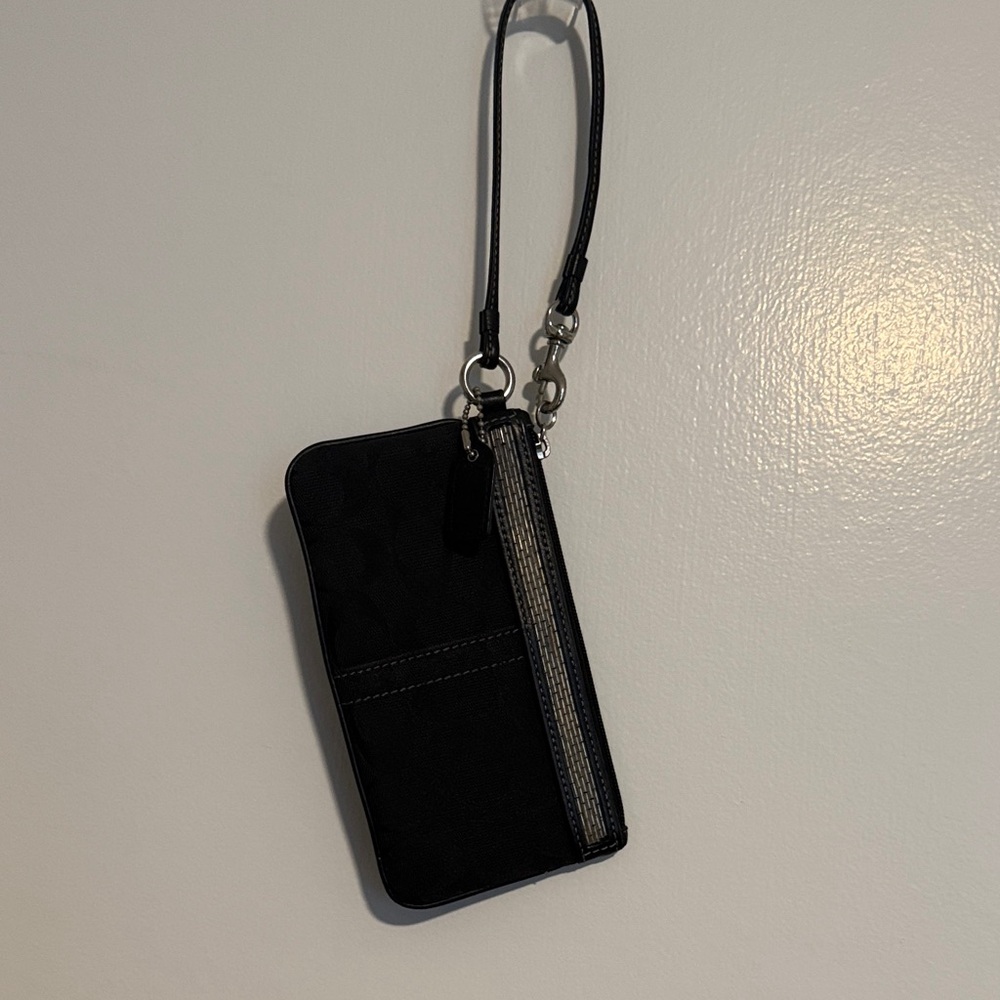 Coach Black and Silver Beaded Wristlet Wallet